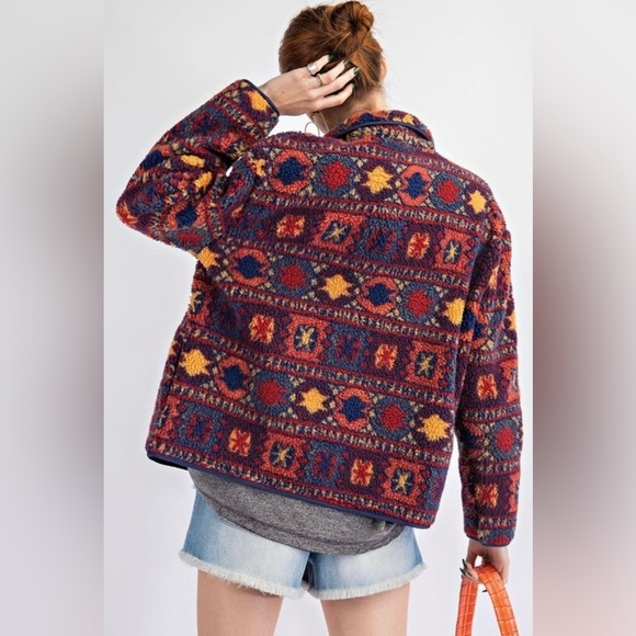 Aztec Teddy Fur Jacket - Picture 2 of 5